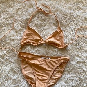 Vintage Light Orange Peach Metallic High-cut Bikini